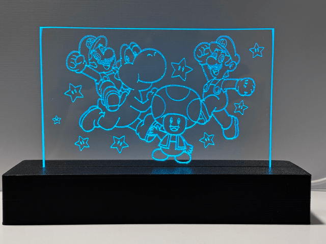Lampe LED avec Gravure Laser sur Verre 01