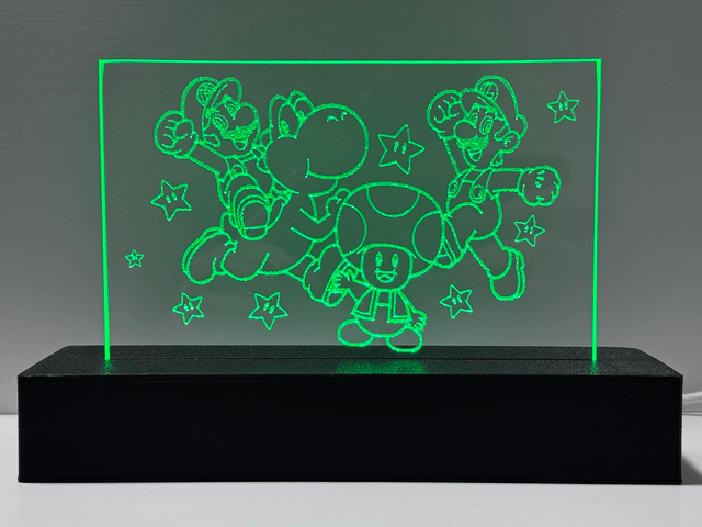 Lampe LED avec Gravure Laser sur Verre 01