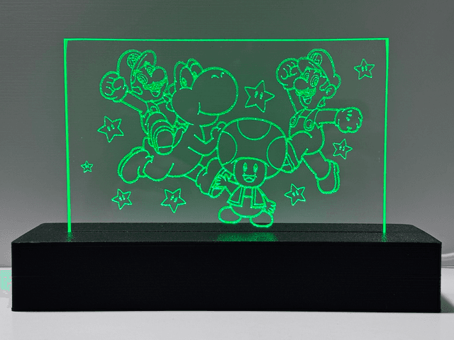 Lampe LED avec Gravure Laser sur Verre 01